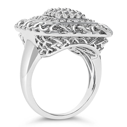 Sterling Silver 1.0 Cttw Diamond Celtic Knot Cocktail Ring by Bids.com