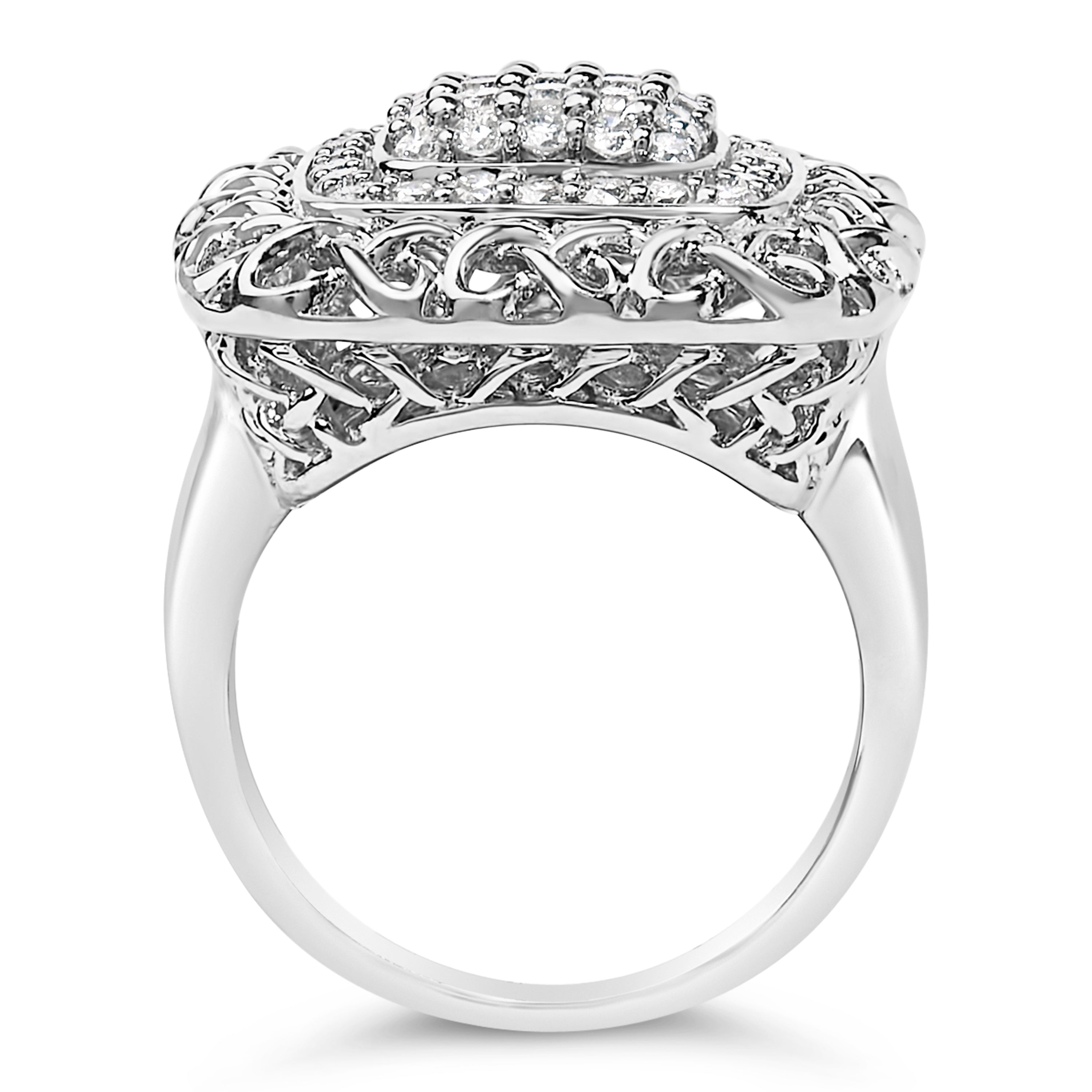Sterling Silver 1.0 Cttw Diamond Celtic Knot Cocktail Ring by Bids.com