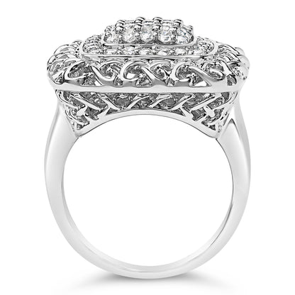 Sterling Silver 1.0 Cttw Diamond Celtic Knot Cocktail Ring by Bids.com