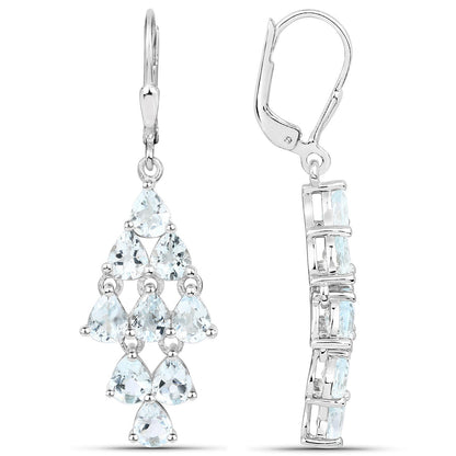 3.96 Carat Genuine Aquamarine .925 Sterling Silver Earrings by Bids.com