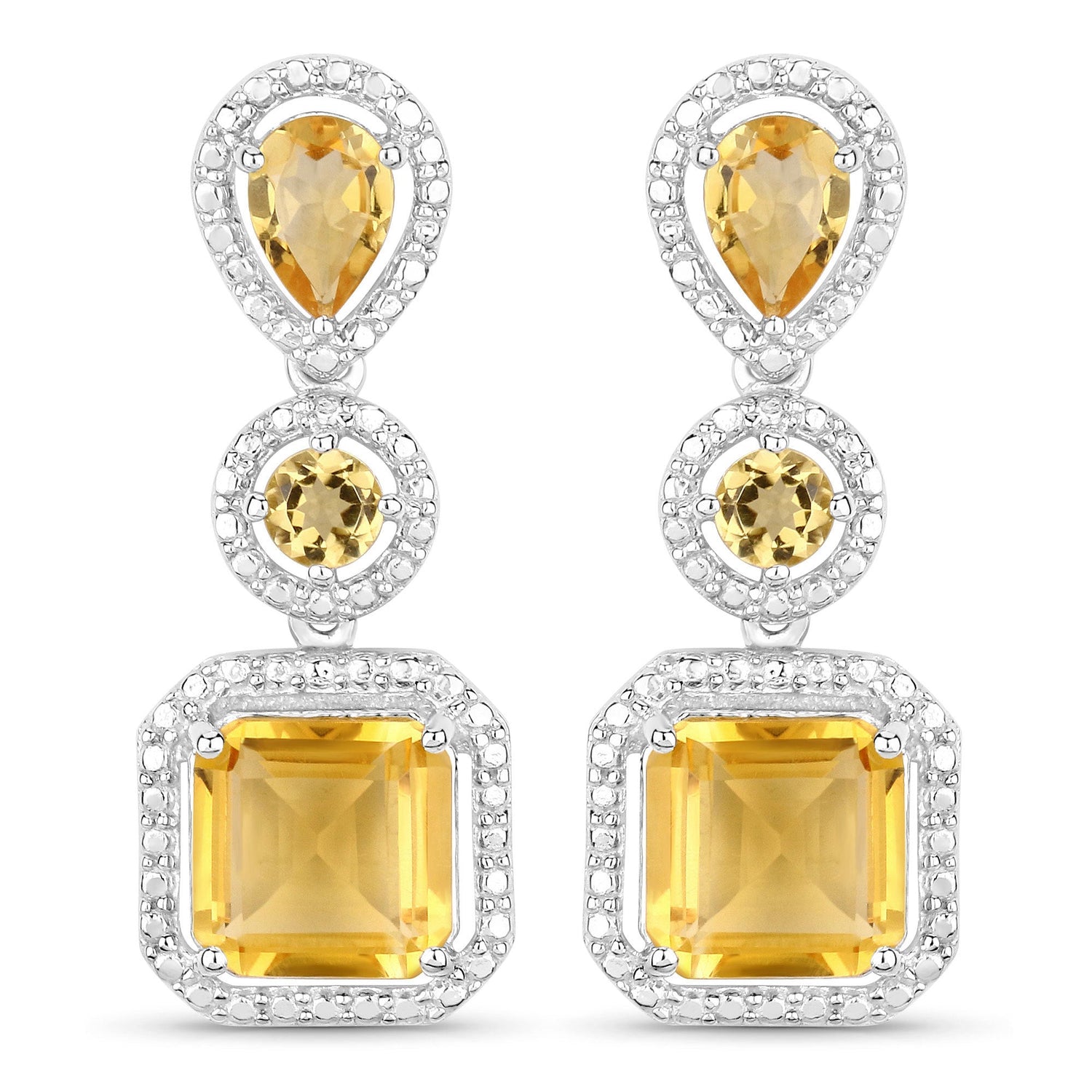7.580 Carat Genuine Citrine .925 Sterling Silver Earrings  DestGlow