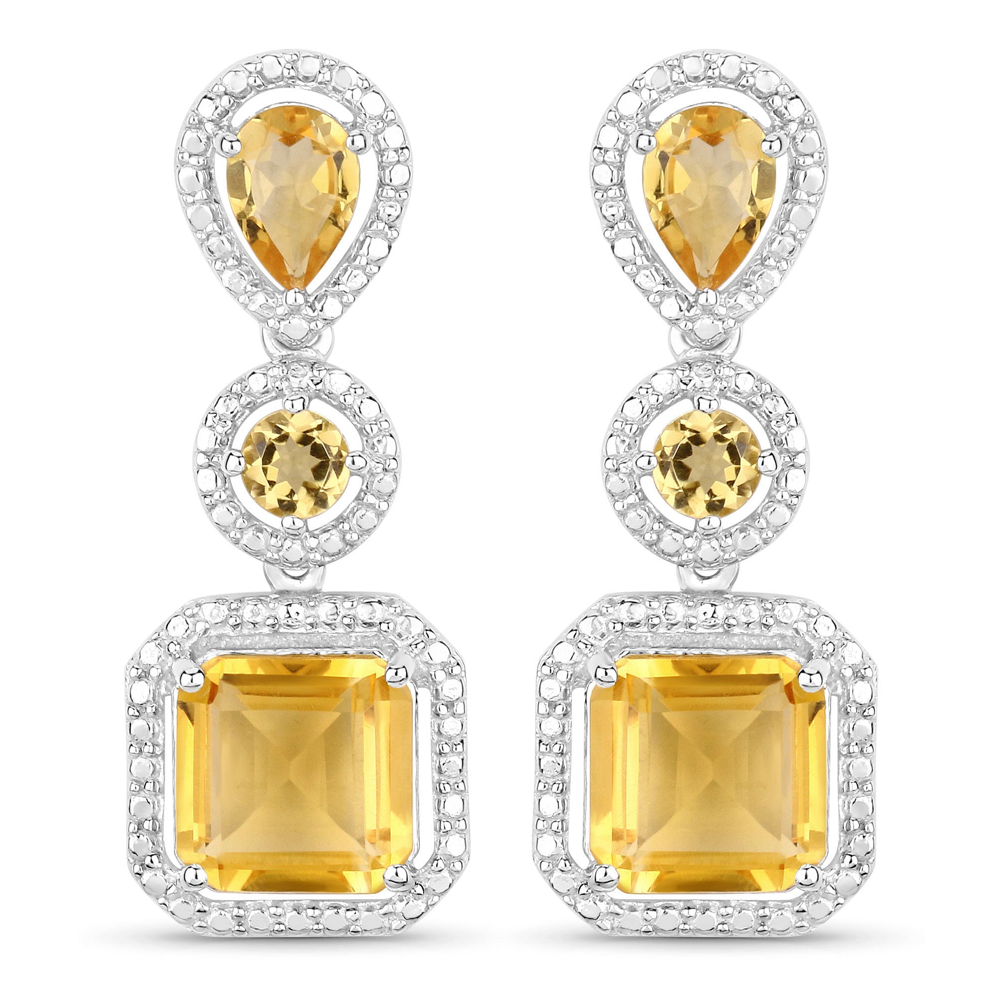 7.580 Carat Genuine Citrine .925 Sterling Silver Earrings  DestGlow