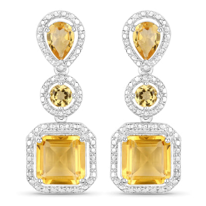 7.580 Carat Genuine Citrine .925 Sterling Silver Earrings  DestGlow