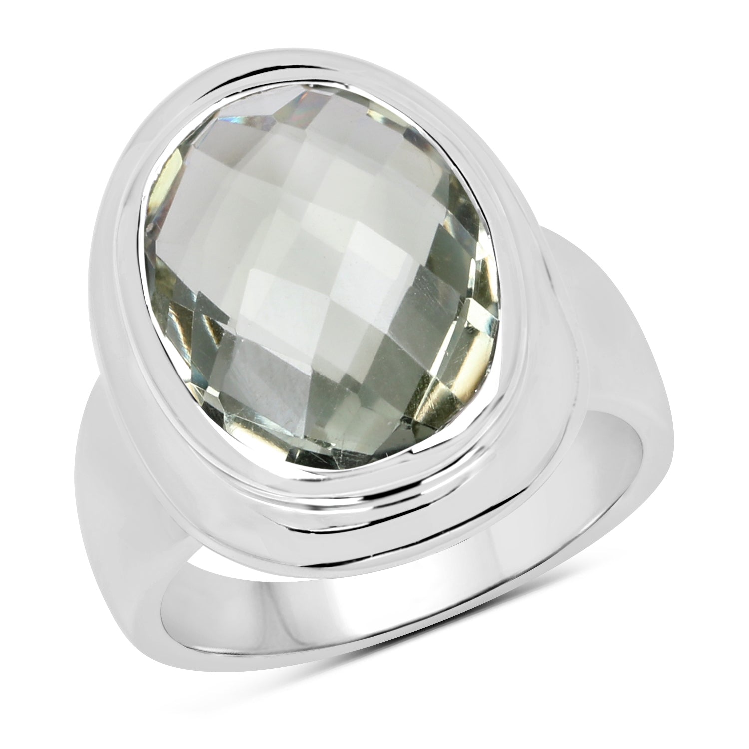 7.90 Carat Genuine Green Amethyst .925 Sterling Silver Ring  DestGlow