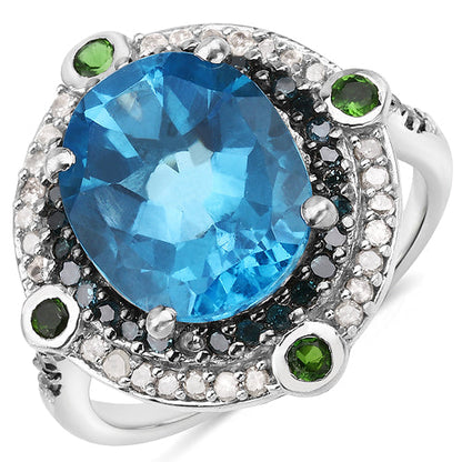 5.84 Carat Genuine Multi Stones .925 Sterling Silver Ring by Bids.com