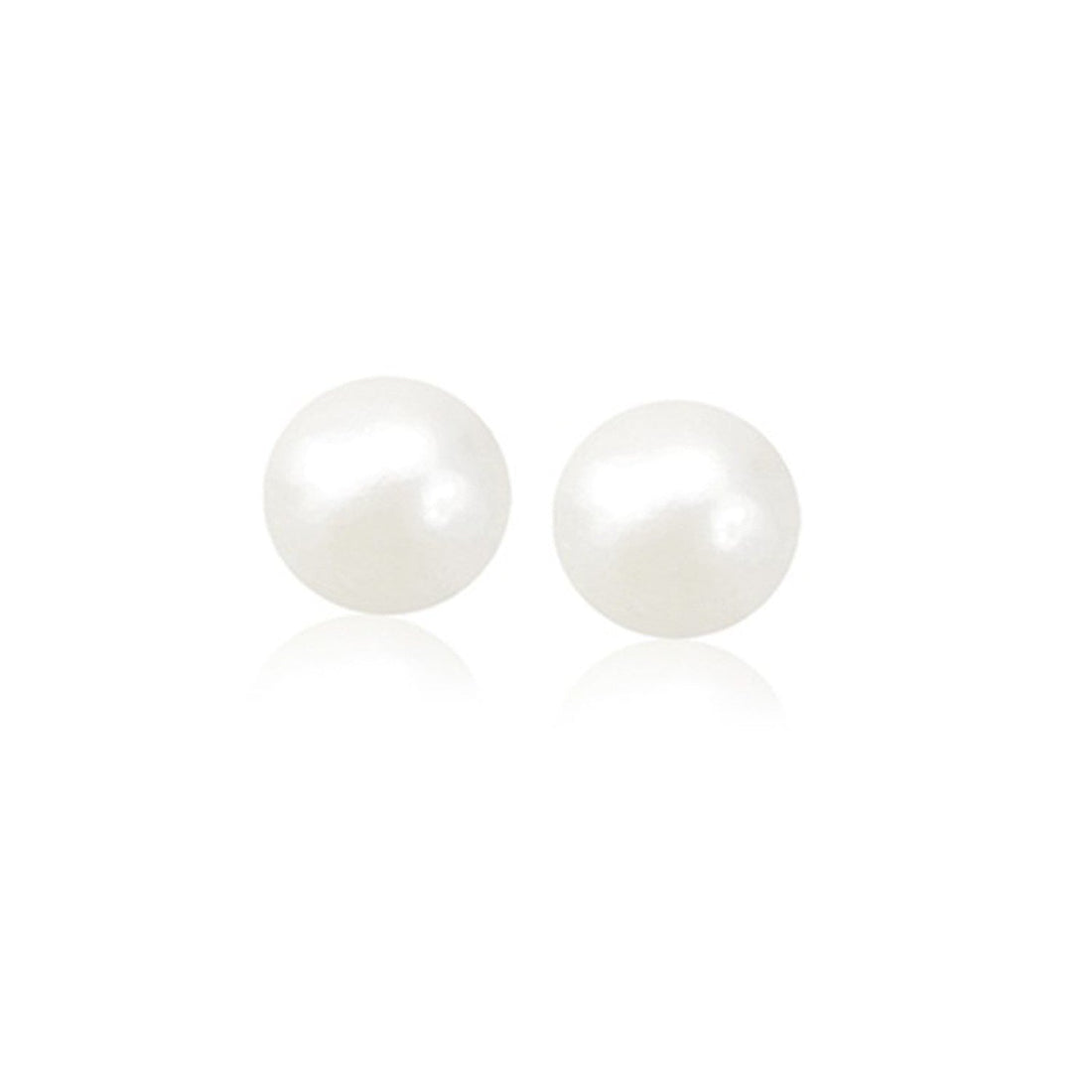 14k Yellow Gold Freshwater Cultured White Pearl Stud Earrings (8.0 mm) by Bids.com