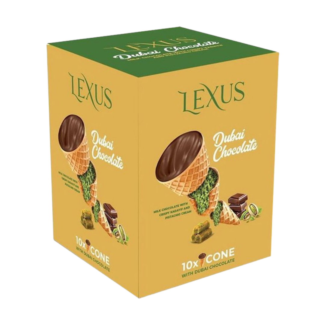 Lexus Dubai Chocolate Mini Cones with Kadayif and Pistachio (135g) by Farmacias Savia