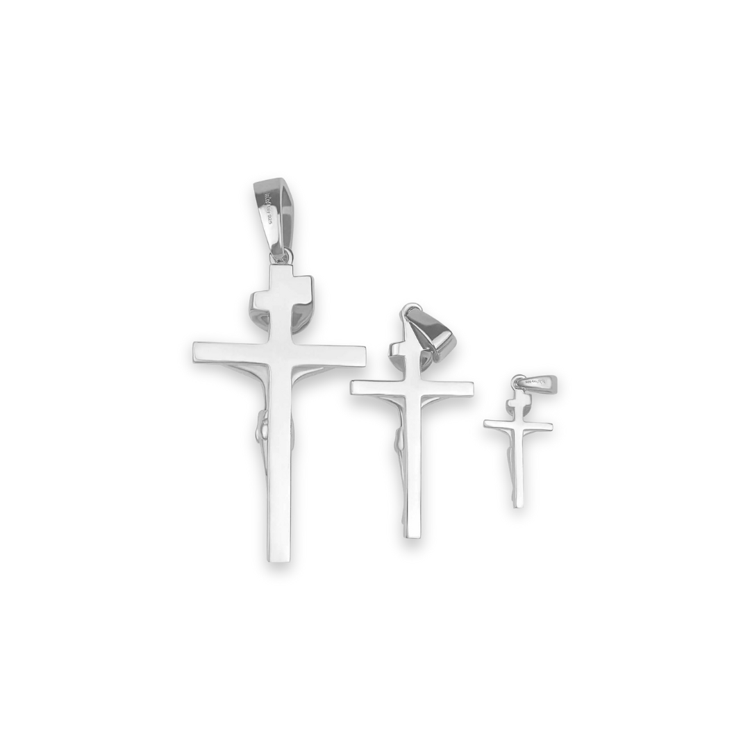 Jesus Crucifix Cross Pendant Solid 925 Sterling Silver