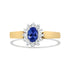 14K Yellow Gold 1/5 Cttw Round Diamond and 6x4mm Oval Blue Tanzanite Halo Ring (H-I Color, I1-I2 Clarity) - Size 7.75 by Bids.com