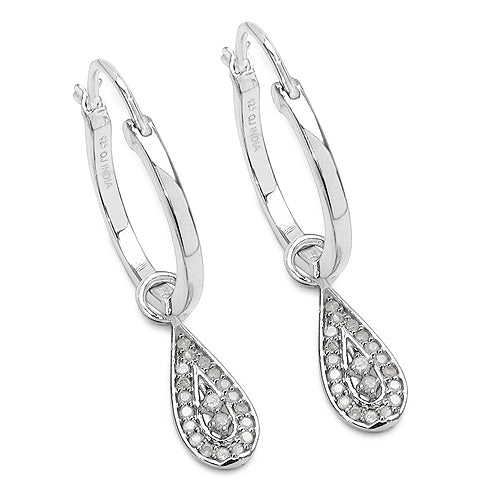 0.28 Carat Genuine White Diamond .925 Sterling Silver Earrings by Bids.com