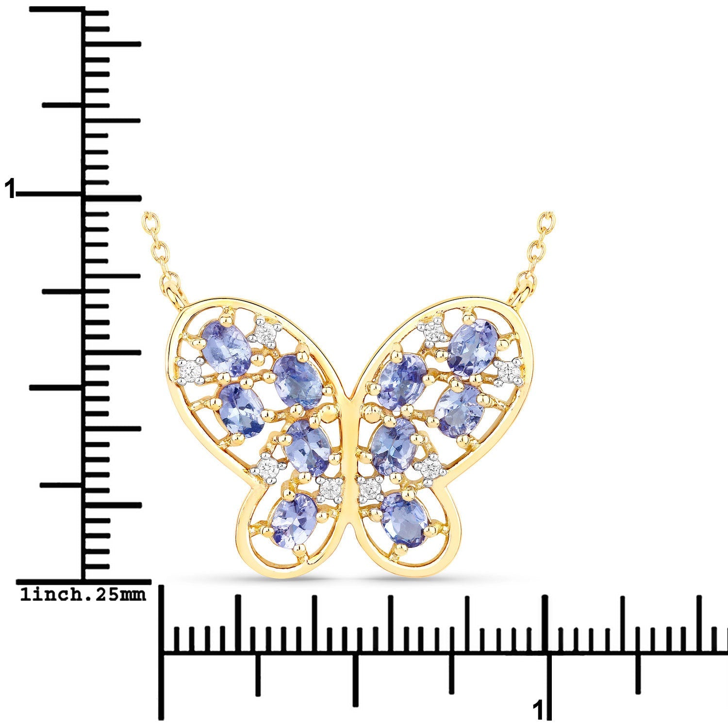 1.86 Carat Genuine Tanzanite and White Zircon .925 Sterling Silver Necklace by Bids.com