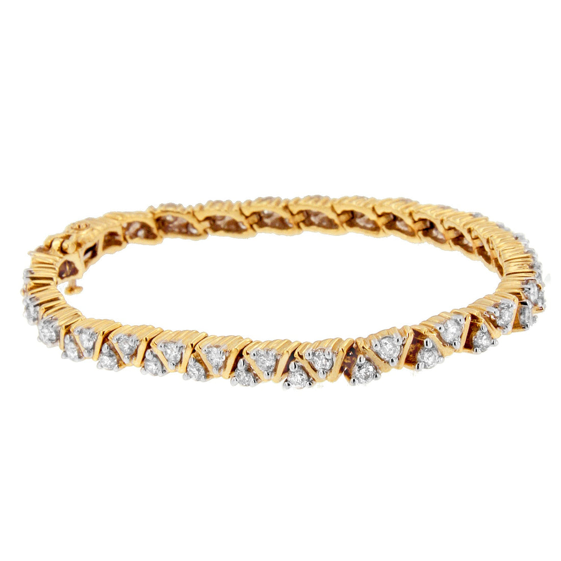 14K Yellow Gold Round-Cut Diamond Bracelet (4.00 cttw, H-I Color, I1-I2 Clarity) by Bids.com