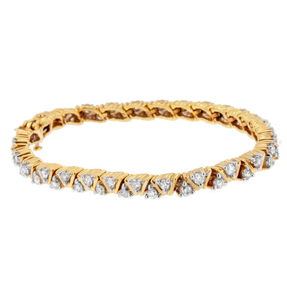 14K Yellow Gold Round-Cut Diamond Bracelet (4.00 cttw, H-I Color, I1-I2 Clarity) by Bids.com