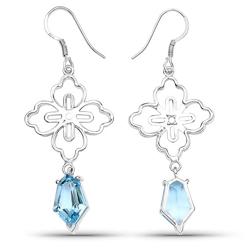 12.82 Carat Genuine Swiss Blue Topaz .925 Sterling Silver Earrings by Bids.com
