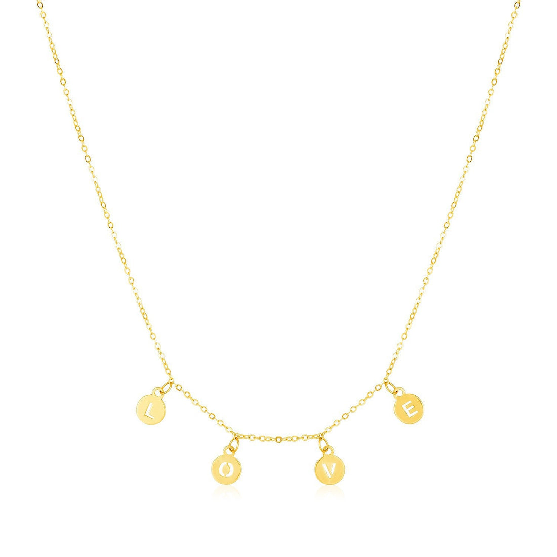 14k Yellow Gold Love Necklace with Circle Drops by Bids.com