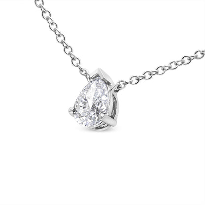 14K White Gold 1/2 Cttw Lab Grown Pear Shape Solitaire Diamond Pendent 18" Necklace (F-G Color, VS2-SI1 Clarity) by Bids.com