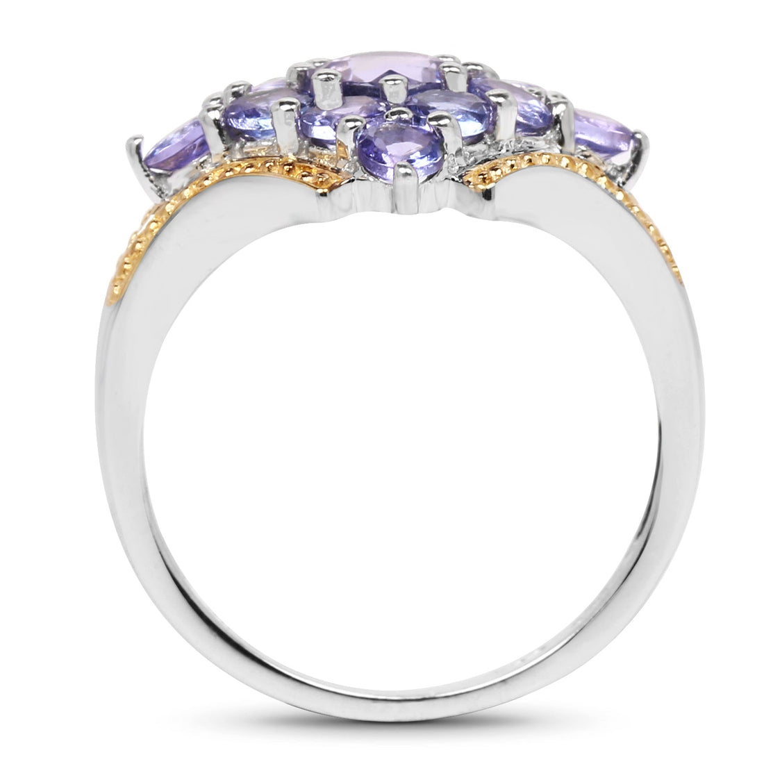 Two Tone Plated 1.67 Carat Genuine Tanzanite .925 Sterling Silver Ring by Bids.com