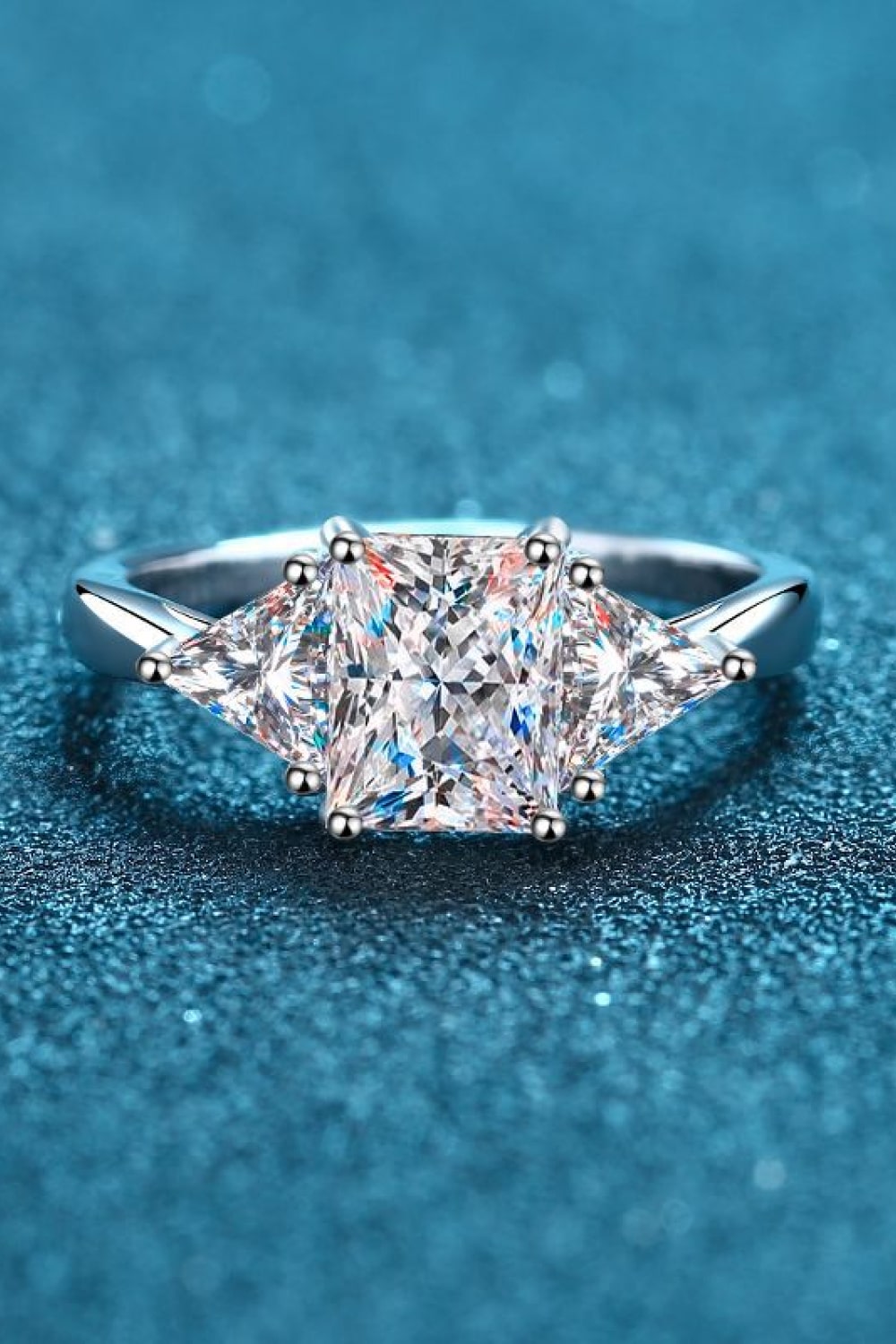 3 Carat Radiant-Cut Sparkala™ 925 Sterling Silver Rhodium-Plated Ring by Sparkala