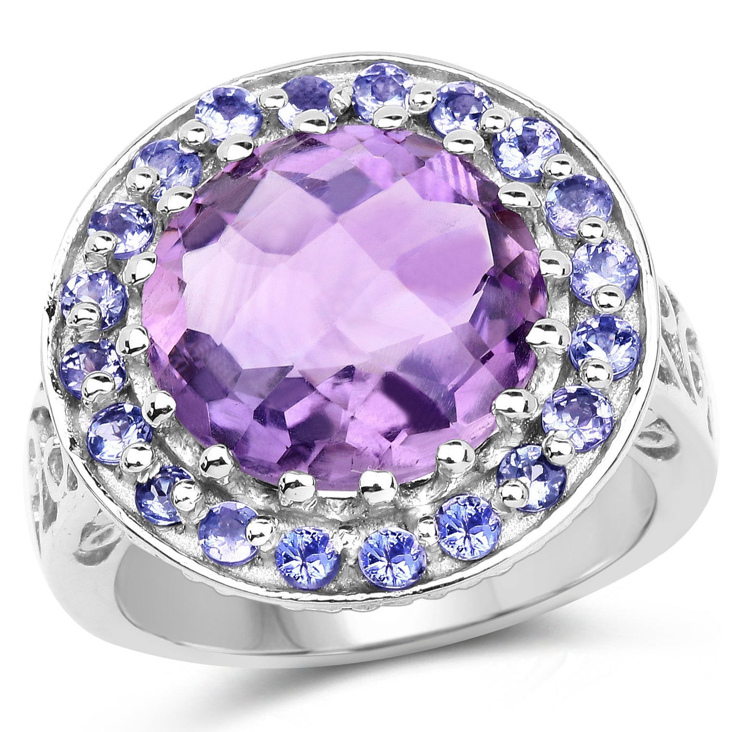 5.95 Carat Genuine Amethyst and Tanzanite .925 Sterling Silver Ring by Bids.com
