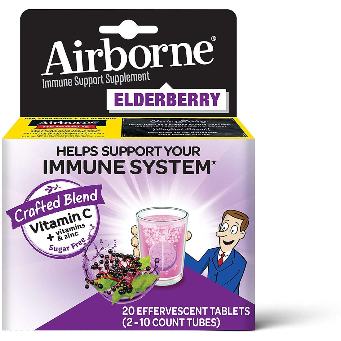 Airborne Immune Support Supplement, Elderberry, Effervescent Tablets by Pasteur Pharmacy