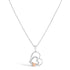 .925 Sterling Silver Double Heart Pendant Necklace with Diamond and 10K Rose Gold Accent  DestGlow