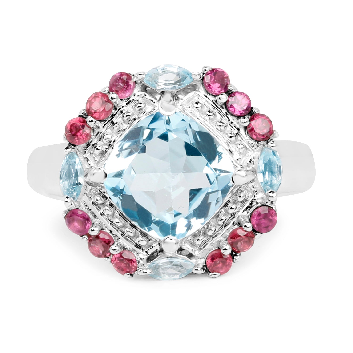 4.73 Carat Genuine Blue Topaz and Rhodolite .925 Sterling Silver Ring by Bids.com