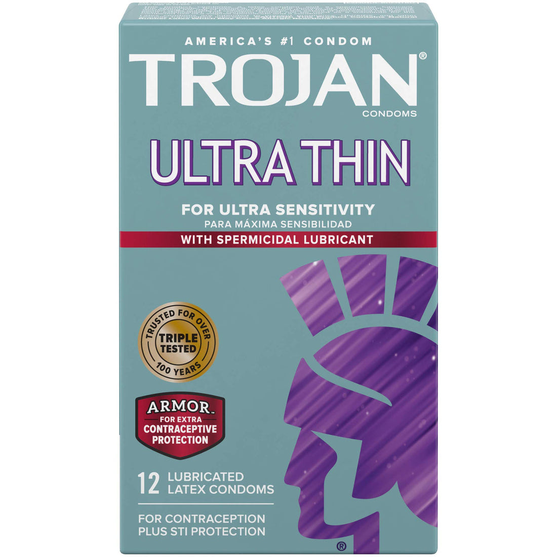 Trojan Condom Sensitivity Ultra Thin Spermicidal Lubricant 4 x 12 by Pasteur Pharmacy