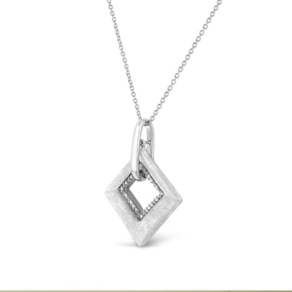 .925 Sterling Silver Pave-Set Diamond Accent Kite Shape 18" Pendant Necklace (I-J Color, I1-I2 Clarity) by Bids.com