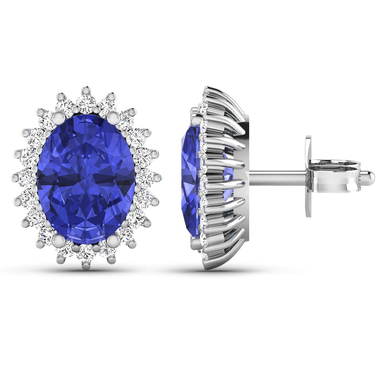 2.56 Carat Genuine Tanzanite and White Diamond 14K White Gold Earrings by Bids.com