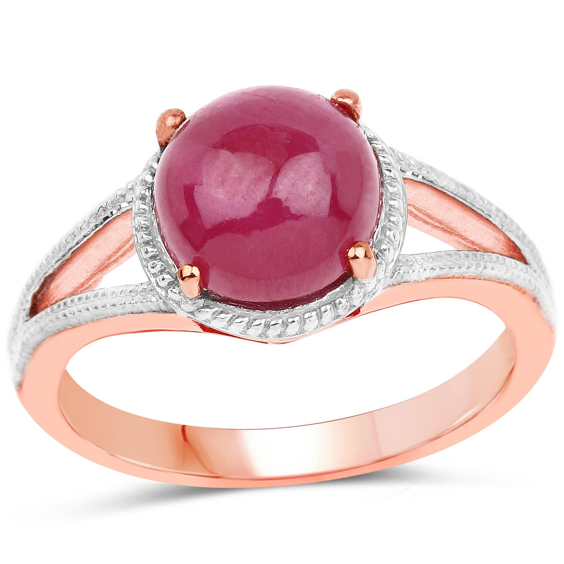 14K Rose Gold Plated 5.05 Carat Glass Filled Ruby .925 Sterling Silver Ring by Bids.com