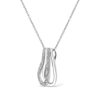 .925 Sterling Silver Pave-Set Diamond Accent Double Curve 18" Pendant Necklace (I-J Color, I1-I2 Clarity)  DestGlow
