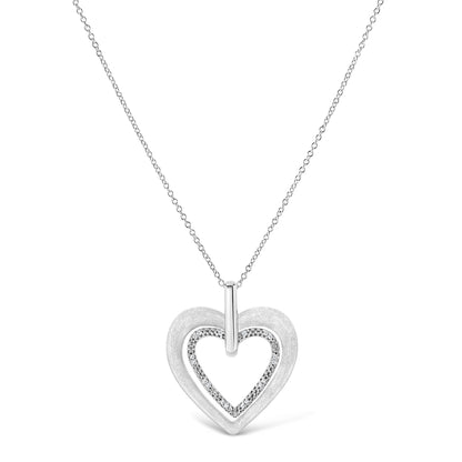 .925 Sterling Silver Prong-Set Diamond Accent Double Heart 18" Pendant Necklace (I-J Color, I1-I2 Clarity) by Bids.com
