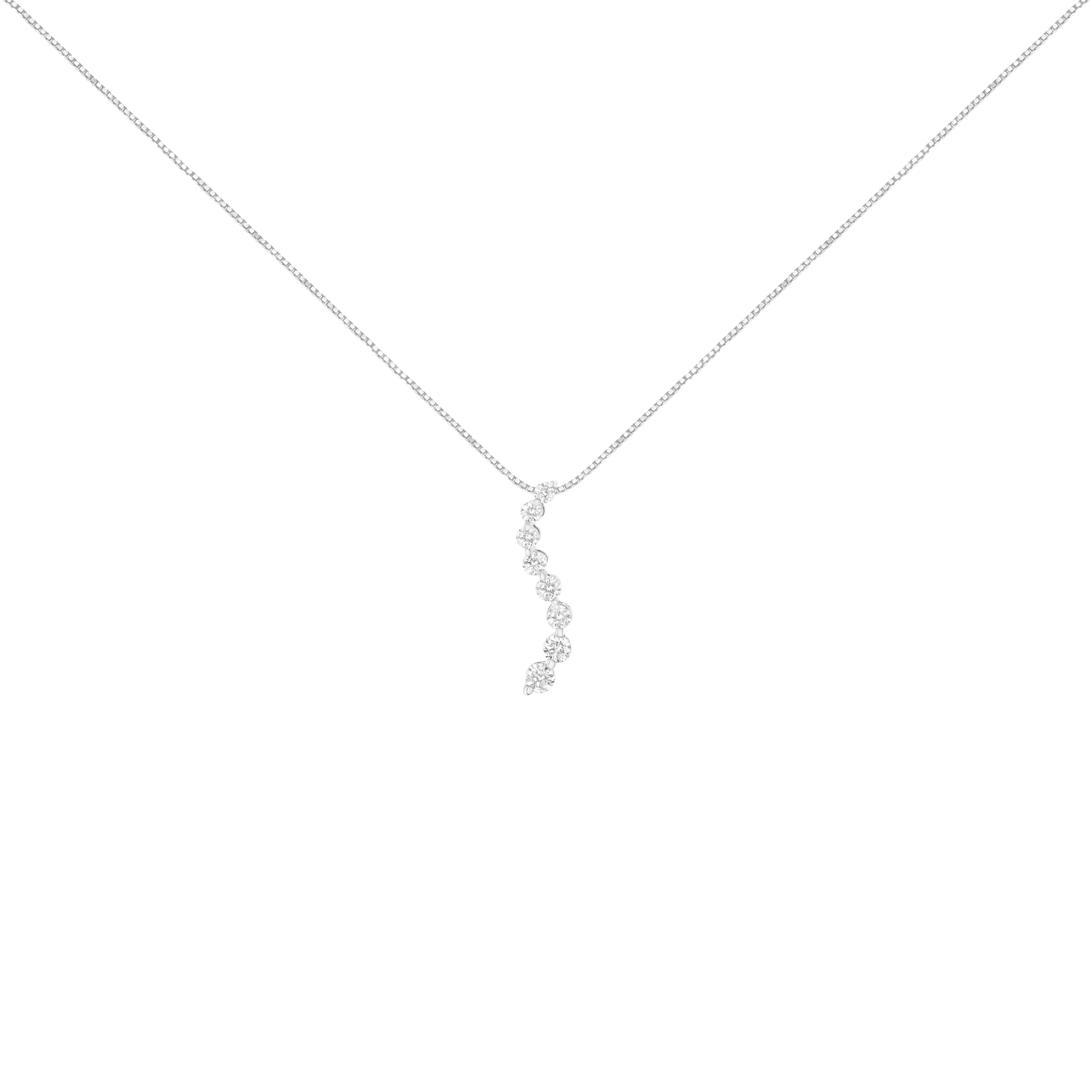 AGS Certified 14k White Gold 3.0 Cttw Baguette and Brilliant Round-Cut Diamond Journey 18" Pendant Necklace (K-L Color, I1-I2 Clarity) by Bids.com