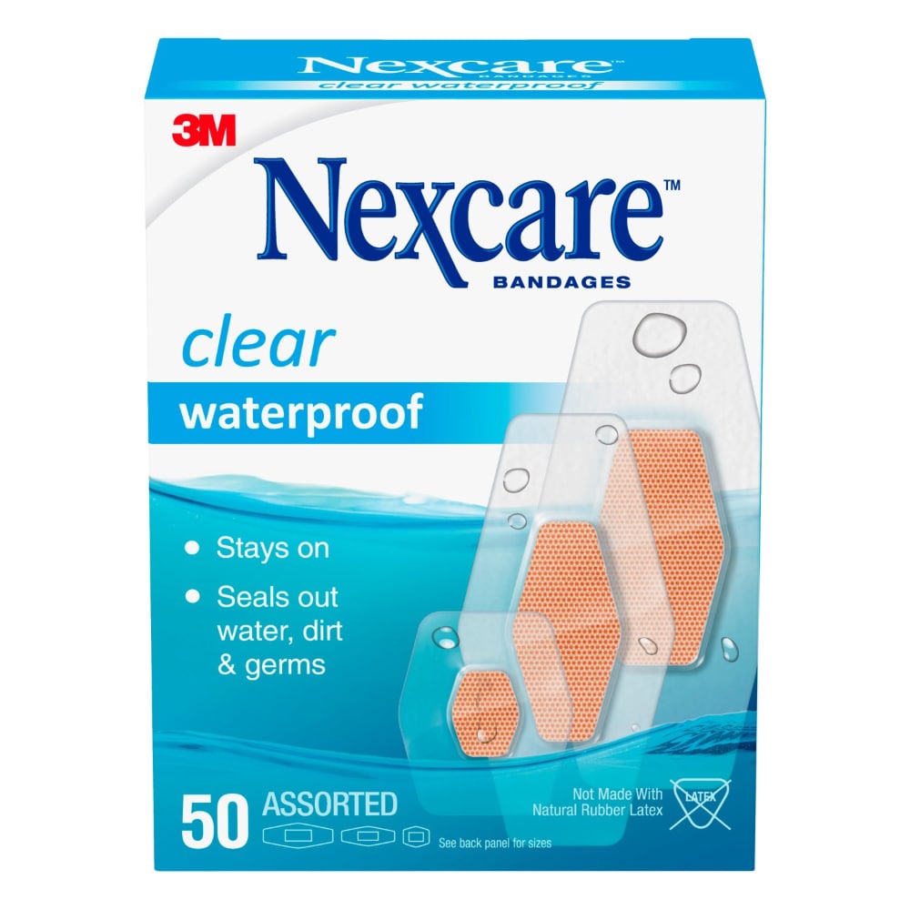Nexcare 3M Waterproof, Clear Bandages, Assorted Sizes, 50/Box by Pasteur Pharmacy