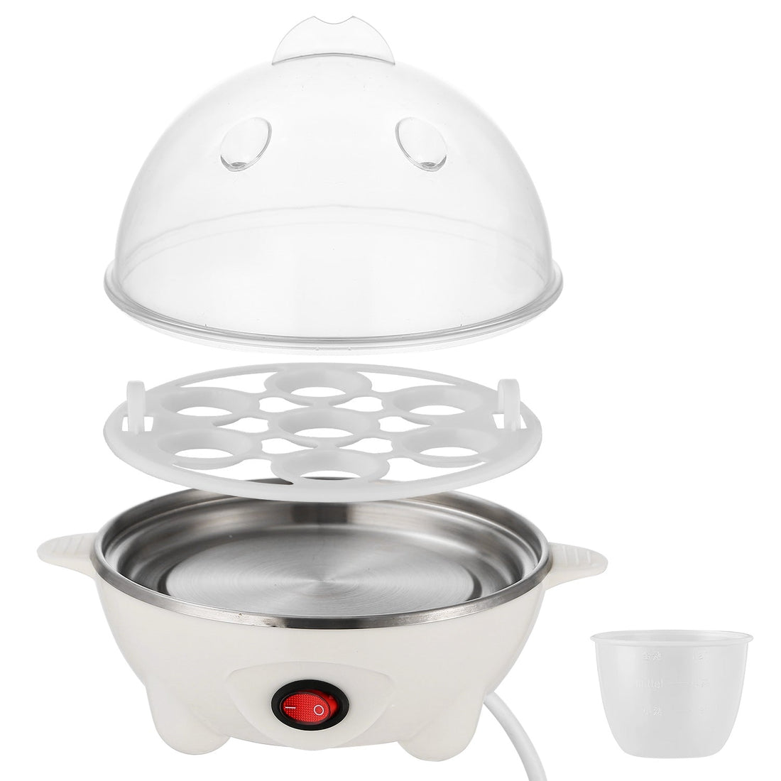 Electric Egg Cooker 7-Capacity BPA-Free Hard-Boiled Egg Maker w/ Auto-Off Measuring Cup for Hard Boiled Steamed Vegetables Seafood Dumplings 