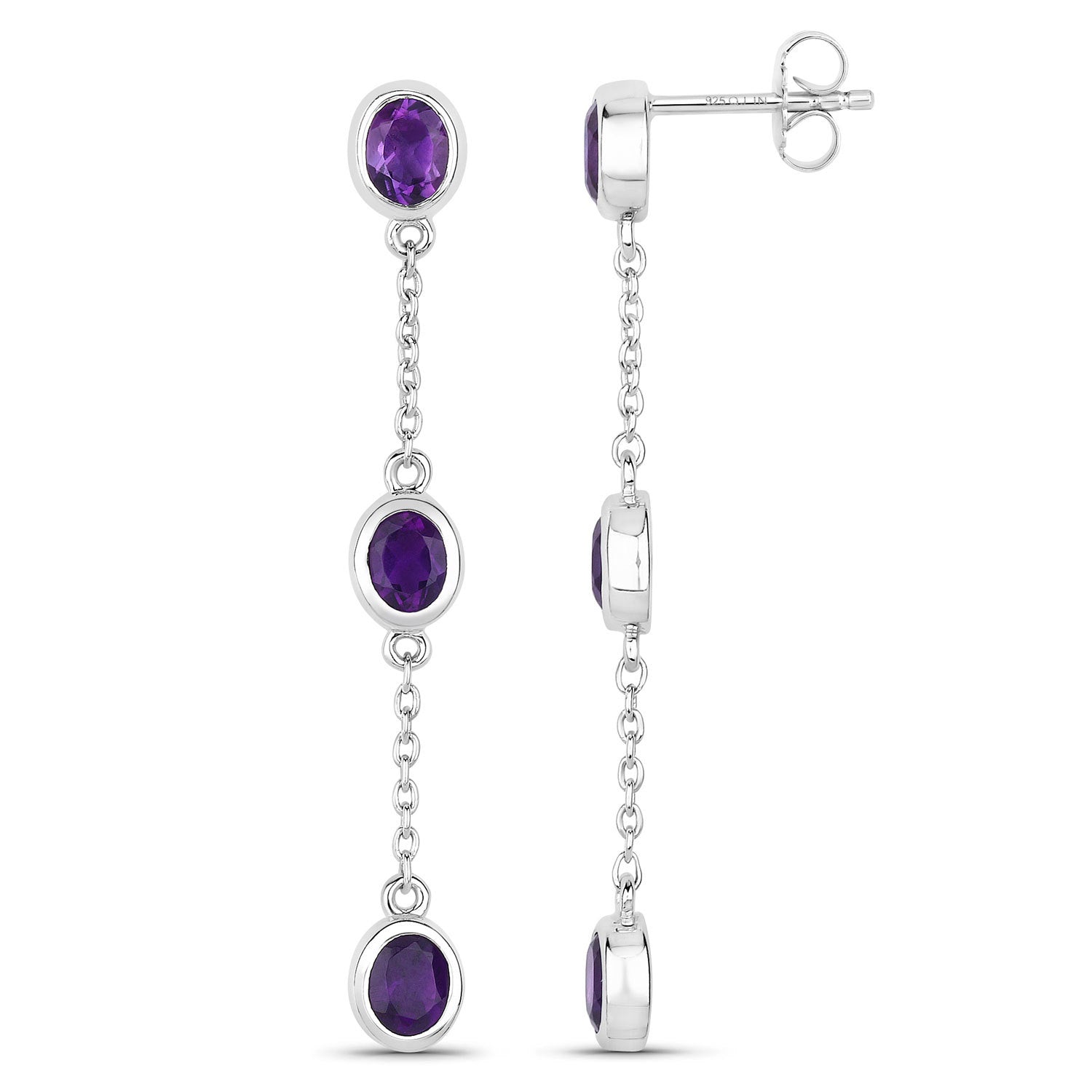 2.04 Carat Genuine Amethyst .925 Sterling Silver Earrings by Bids.com
