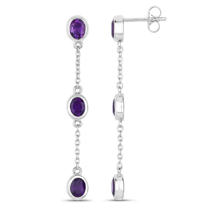 2.04 Carat Genuine Amethyst .925 Sterling Silver Earrings by Bids.com