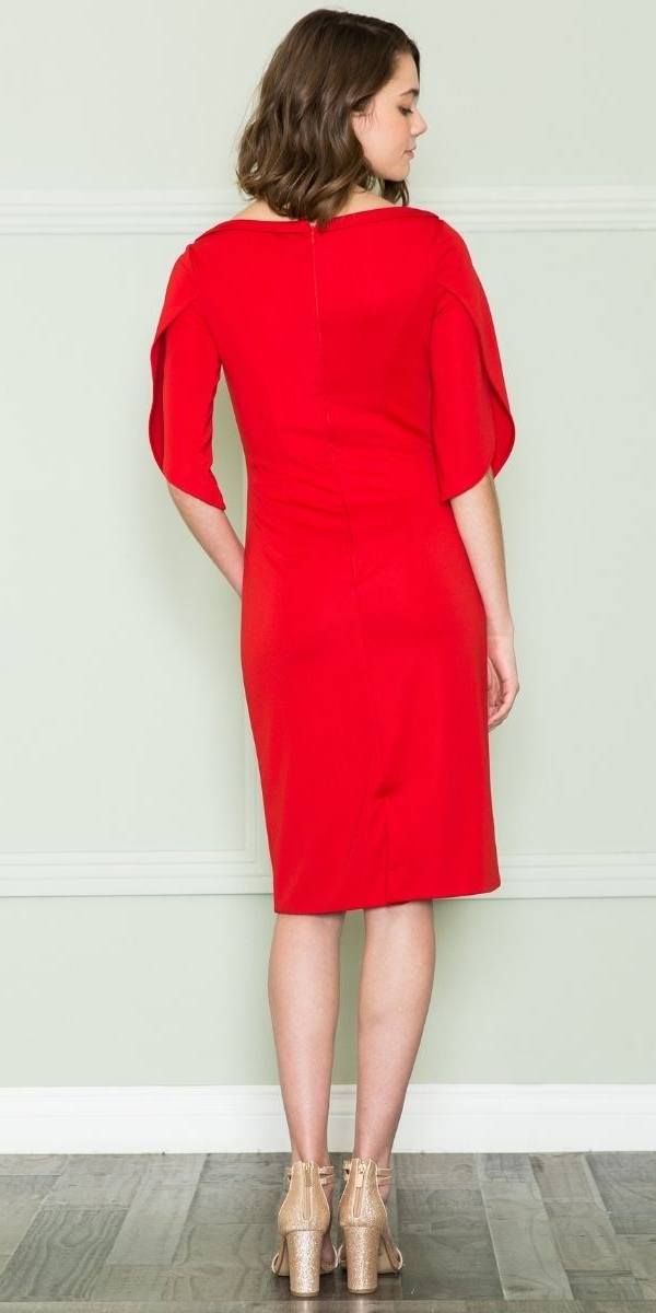 CLEARANCE - Poly USA | Ed Young 8772 Knee Length Heavy Jersey Boat Neck Dress (Size L) by DiscountDressShop