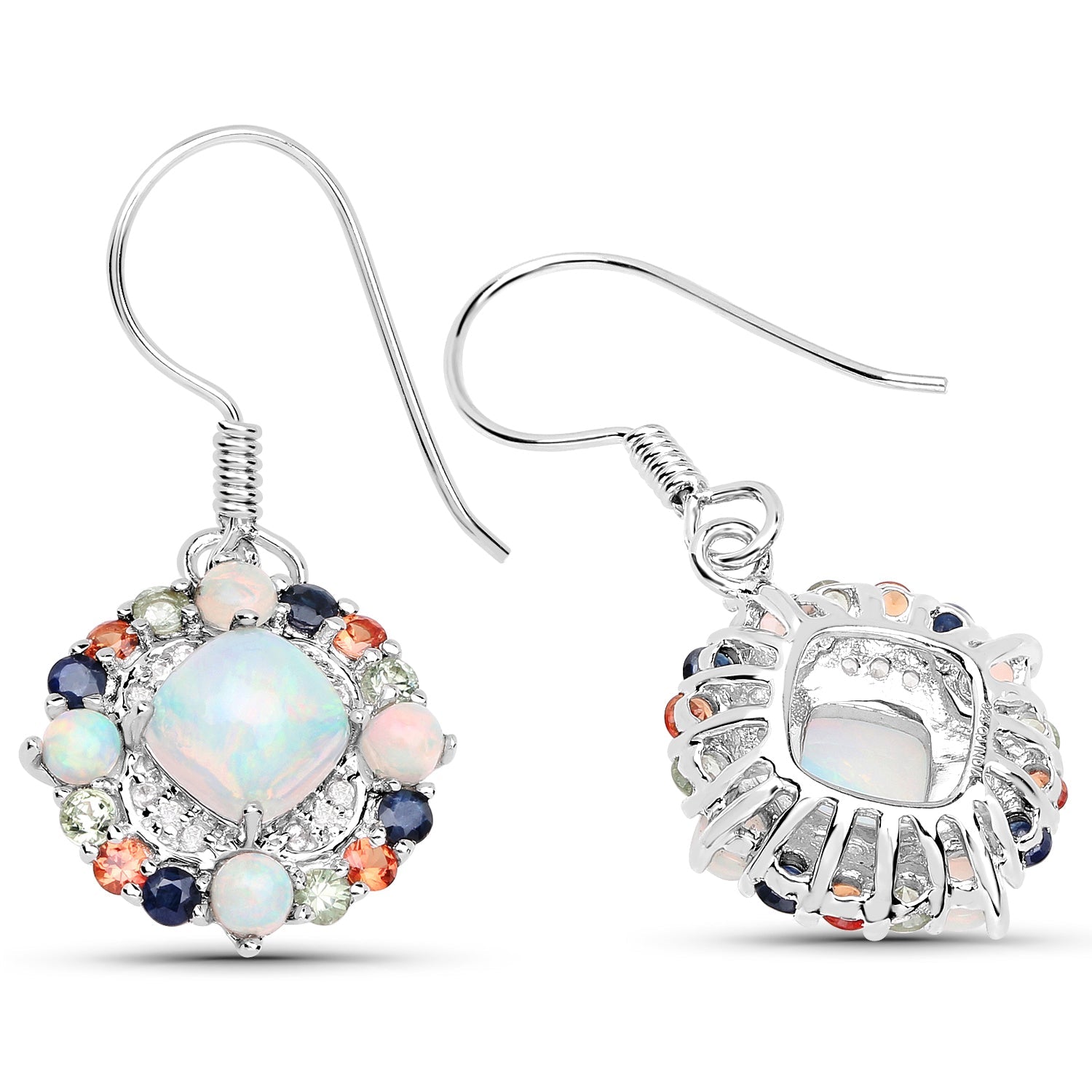 4.73 Carat Genuine Multi Stone .925 Sterling Silver Earrings  DestGlow