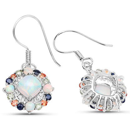 4.73 Carat Genuine Multi Stone .925 Sterling Silver Earrings  DestGlow
