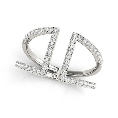 14k White Gold Open Style Dual Band Ring with Diamonds (1/2 cttw) by Bids.com