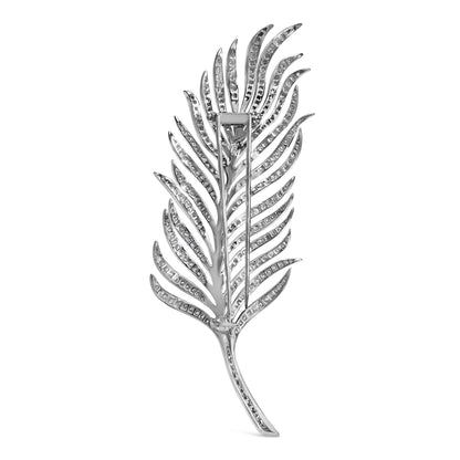 18K White Gold 2 7/8 Cttw Diamond Feather Brooch Pin (G-H Color, VS1-VS2 Clarity) by Bids.com