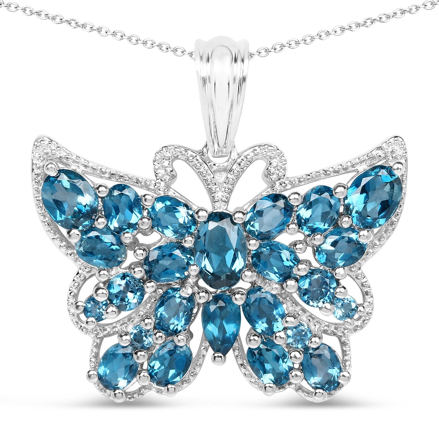 4.81 Carat Genuine London Blue Topaz .925 Sterling Silver Pendant by Bids.com