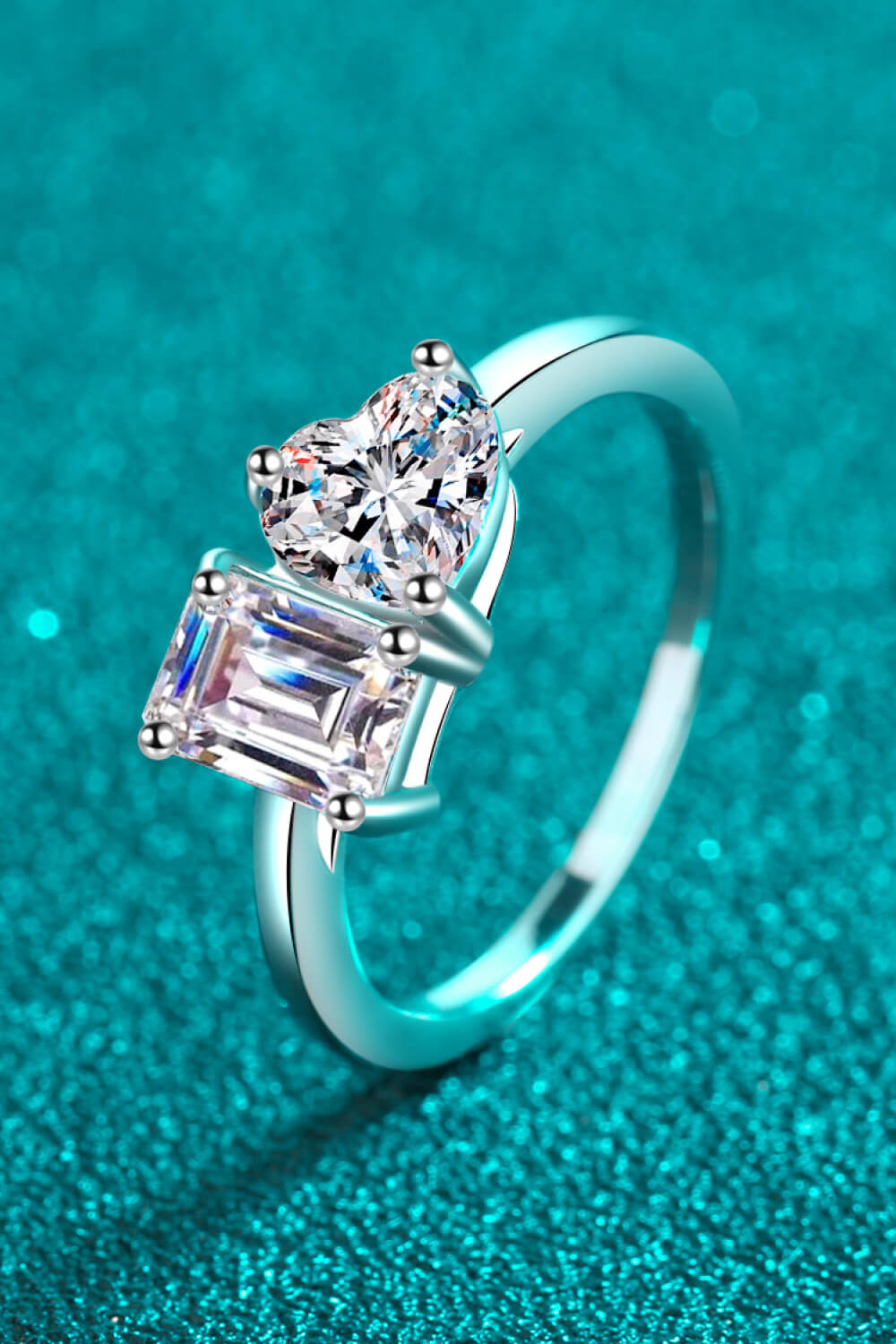 Rhodium-Plated 2 Carat Emerald-Cut Sparkala™ Ring by Sparkala