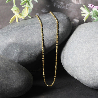 14k Yellow Gold Diamond-Cut Alternating Bead Chain 1.5mm by Bids.com