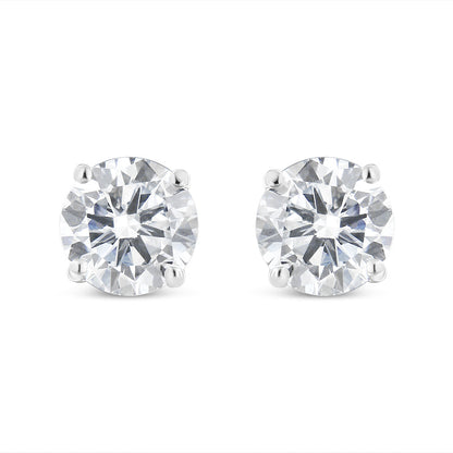14K White Gold 1-1/2 Cttw Round Brilliant-Cut Diamond Classic 4-Prong Stud Earrings with Screw Backs (H-I Color, I1-I2 Clarity) by Bids.com