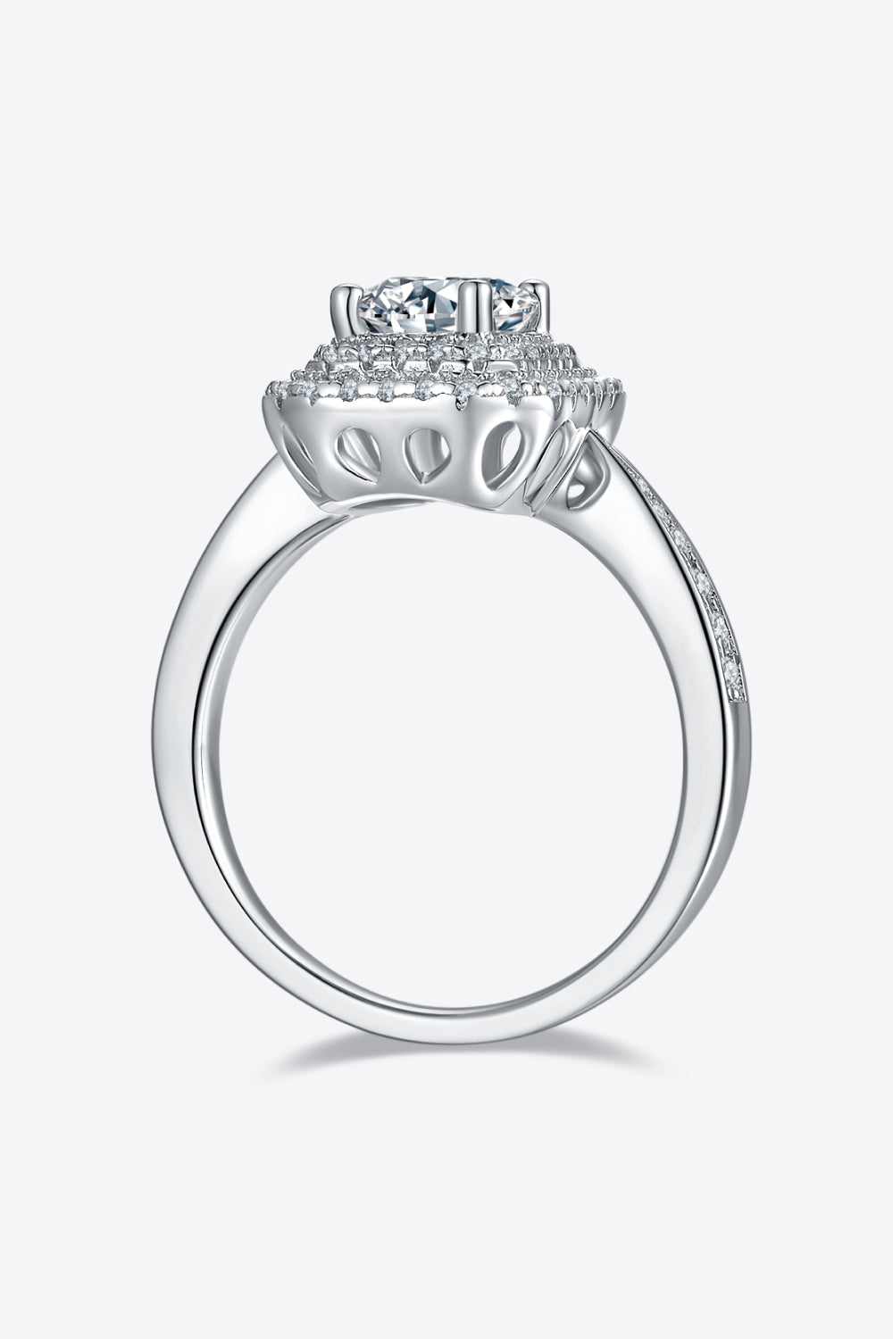Adored 1 Carat Emerald-Cut Sparkala™ Platinum Over Pure Sterling Silver Side Stone Ring by Sparkala