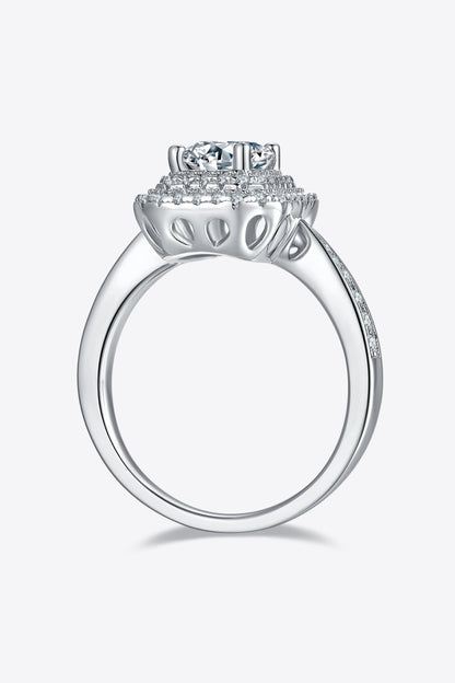 Adored 1 Carat Emerald-Cut Sparkala™ Platinum Over Pure Sterling Silver Side Stone Ring by Sparkala