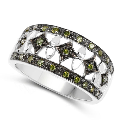 0.32 Carat Genuine Green Diamond .925 Sterling Silver Ring by Bids.com