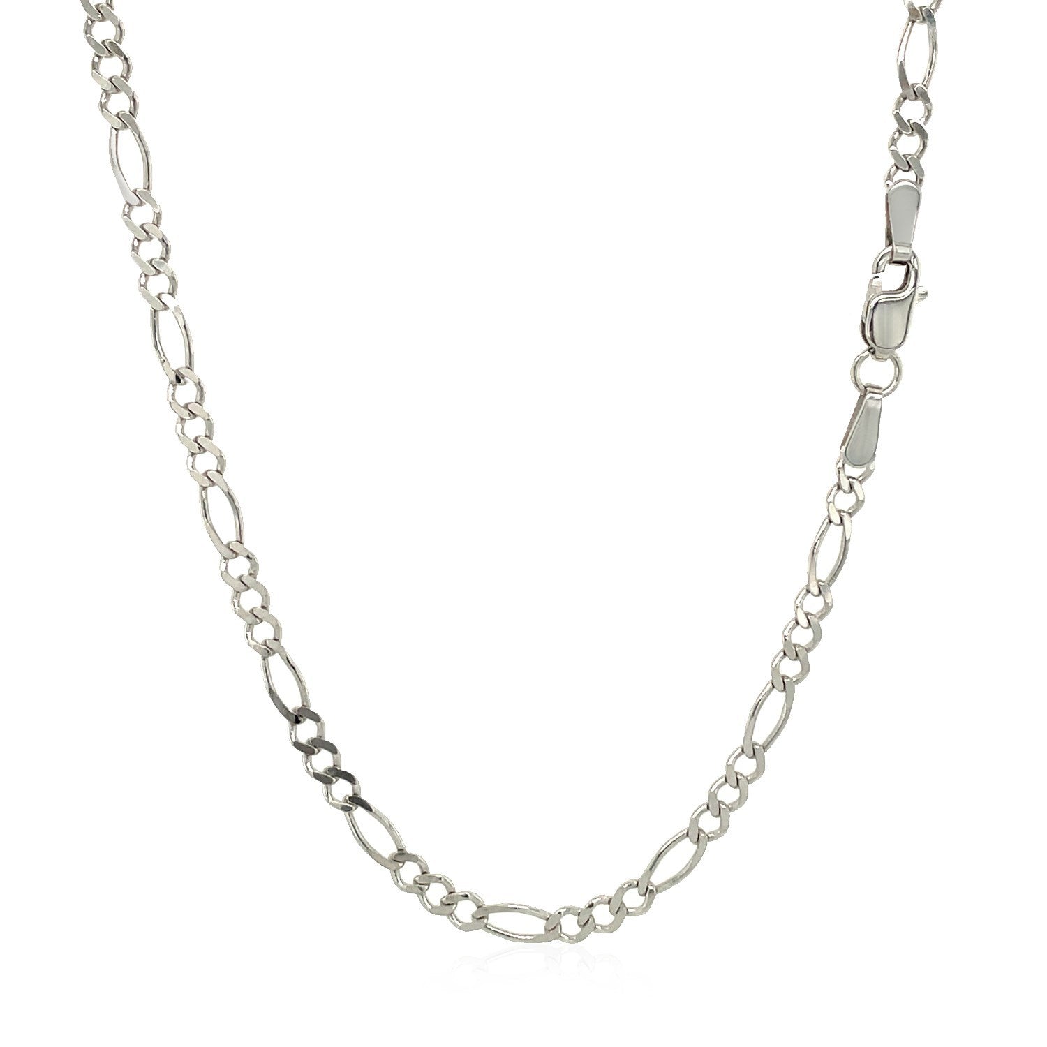2.6mm 14k White Gold Solid Figaro Chain by Bids.com